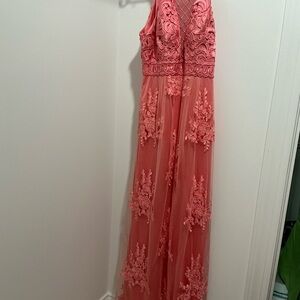 Sue Wong Pink Lace Evening Gown